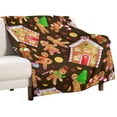thumbnail image 1 of Christmas Gingerbread Purple Flannel Fleece Throw Blanket Xmas Candy Cane 50x60 Inches Soft Blanket for Couch,Cozy,Warm,Lightweight, 1 of 6