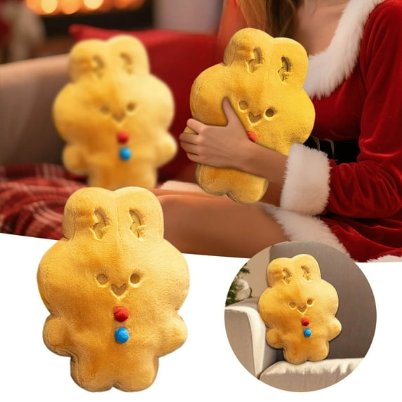 Christmas Gingerbread Rabbit Doll,Creative Biscuit Man Plush Soft Throw Pillows Stuffed Polyester Fiber Sofa Cushion Christmas Party Decor Christmas Gifts Girls Christmas Decorations