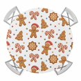thumbnail image 1 of Christmas Gingerbread Round Tablecloth for 36-44 Inch Tables,Fitted Table Cover with Elastic Edge,Xmas Winter Cute Cane Candy Tree Waterproof Outdoor Table Cloth Protector for Patio Garden Dinner, 1 of 9