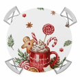 thumbnail image 1 of Christmas Gingerbread Round Tablecloth for 45-54 Inch Tables,Fitted Table Cover with Elastic Edge,Winter Xmas Balls Candy Pine Leaf Waterproof Outdoor Table Cloth Protector for Patio Garden Dinner, 1 of 9
