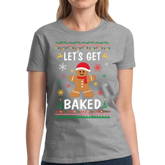 Christmas Gingerbread T Shirt Top Christmas Gift Shirt for Her - S M L XL 2XL 3XL Xmas Graphic Tee - Women T-Shirt Funny Xmas Holiday Tee
