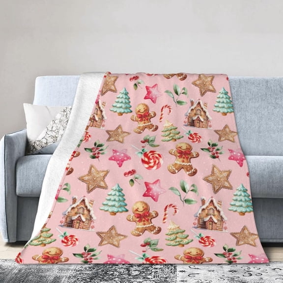Christmas Gingerbread Throw Blanket Soft Cozy Warm Blanket Women Men 60"X50" Throw for Couch Bedroom Home Decor