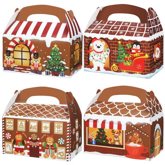 Christmas Gingerbread Treat Boxes 48 Pack 3D Design Party Favors
