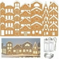thumbnail image 1 of Christmas Gingerbread Village Magic Light-Up Decor, Foldable House Village Centerpieces Xmas Decorations for Farmhouse Rustic Table Gift - 2 Gingerbread House Cardboards,1 String Ligh, 1 of 8