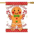 thumbnail image 1 of Christmas Gingerbread Wishes and Candy Cane Kisses Decorative House Flag, Xmas Home Yard Garden Outdoor Decor, Winter Large Outside Decoration Double Sided 28 x 40, 1 of 6