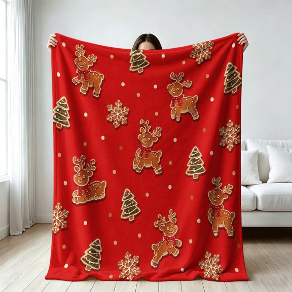 Christmas Gingerbread blanket for family, Soft Flannel Throw Blanket, Festive Gifts, gift for Christmas, Holiday Party, Birthday, Anniversary, Winter Decor, All Season Universal Home Decor Gifts