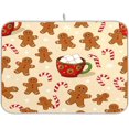thumbnail image 1 of Christmas Gingerbreadman Dish Drying Mat Kitchen Counter Mat Draining Mat Kitchen Accessories Dish Rack Pad for Dishes, Utensils, Countertops, Sinks 16x18in, 1 of 7