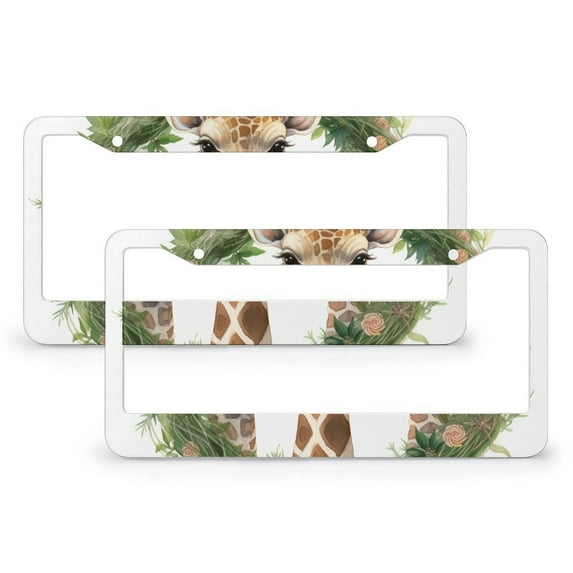Christmas Giraffes License Plate Cover 2 Pieces Giraffe Lover Gift Licenses Plates Frames Front Licenses Plate Covers Car Tag Frame for Girl Women Men Vehicles Aluminum Metal License Plate Frames