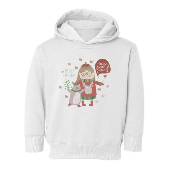 Christmas Girl And Penguin Hoodie Toddler -Image by Shutterstock, 2 Toddler