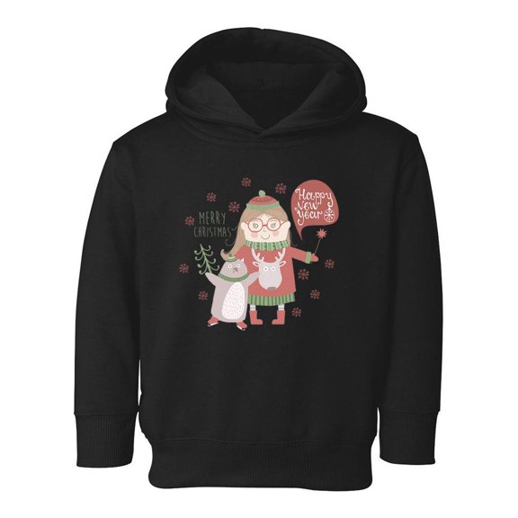 Christmas Girl And Penguin Hoodie Toddler -Image by Shutterstock,  2 Toddler