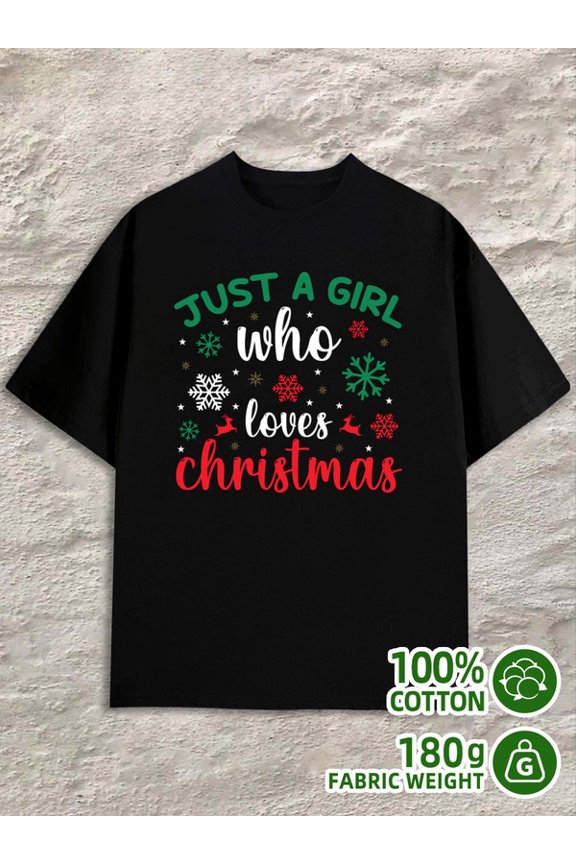 Christmas Girl T-Shirt men 180G 100% Cotton white Classic Unisex Shirt Graphic Tee tshirts Unique Design Unisex Shirt Cotton tshirts Classic Unisex Shirt Graphic Tee tshirts