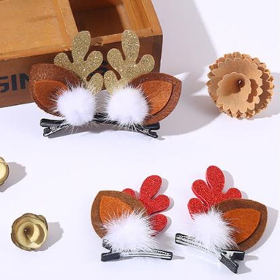 Christmas Girls Hair Clips Deer Horn Barrettes Reindeer Hair Clip Antlers Hair Clips Ornament Hair Accessories for Women Girls Cute Reindeer Hair Barrettes Accessories Festive Party Cosplay Gifts