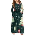 thumbnail image 1 of Christmas Girls' Maxi Dress Long Sleeve Snowflake Print Maxi Dress Crew Neck Soft Fabric Winter Theme Casual A-Line Floor Length Outfit, 1 of 4