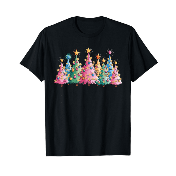 Christmas Girls T-Shirt – Cute Xmas Tree Print Tee for Girls Winter Season