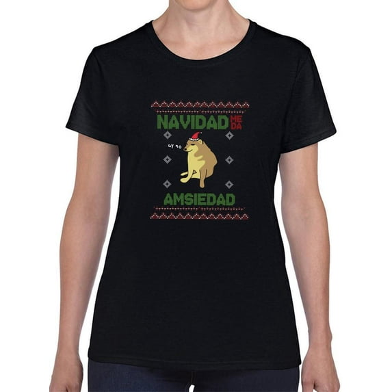 Christmas Gives Me Amxiety T-Shirt Women -Smartprints Designs, Female 4X-Large