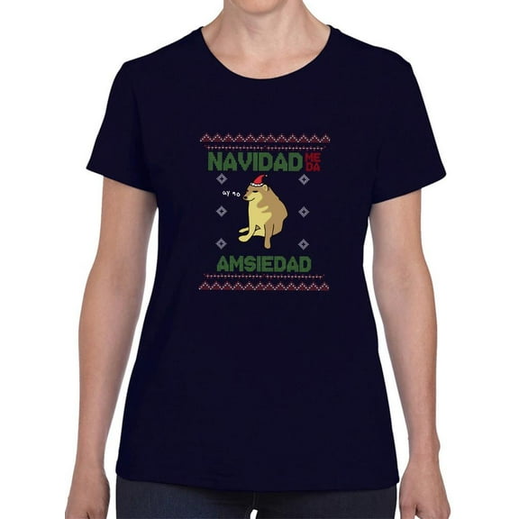 Christmas Gives Me Amxiety T-Shirt Women -Smartprints Designs, Female x-Large