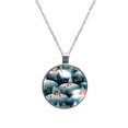 thumbnail image 1 of Christmas Glass Circular Pendant Necklace - Stylish Jewelry Statement Piece, 1 of 5