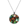 thumbnail image 1 of Christmas Glass Design Circular Pendant Necklace - Womens Necklaces, 1 of 5