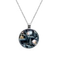 thumbnail image 1 of Christmas Glass Design Circular Pendant Necklace, 1 of 5