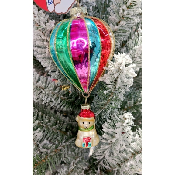 Christmas Glass Ornament - Balloon with Polar Bear by Wizardi F07M3-21 HB-SY25189