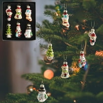 Christmas Glass Ornament Set Unique Snowman And Tree Decorations For Holidays Home Decor
