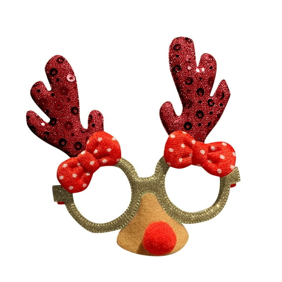 Christmas Glasses Frame with Glitter - Eyeglasses for Photo Booth Props, Xmas Party Favors, Holiday Dinner & Christmas Picnic Supplies for All Ages