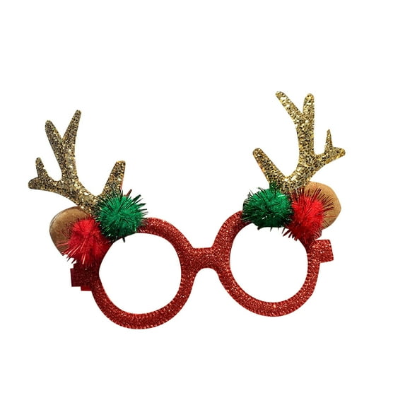 Christmas Glasses Frame with Glitter - Eyeglasses for Photo Booth Props, Xmas Party Favors, Holiday Dinner & Christmas Picnic Supplies for All Ages