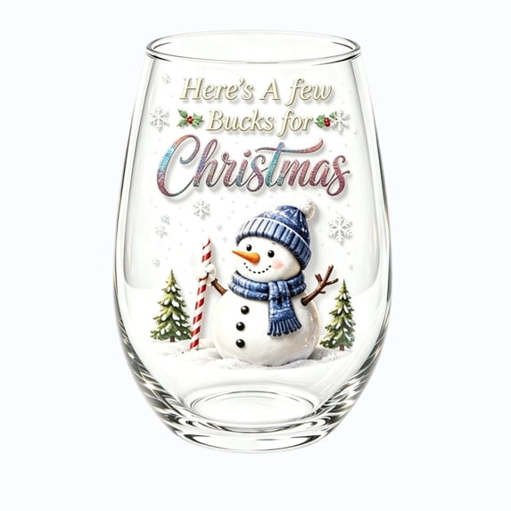 Christmas Glasses, Stemless Drinking Glass Cups for Xmas Birthday Party Home Kitchen Tabletop Holiday Decor