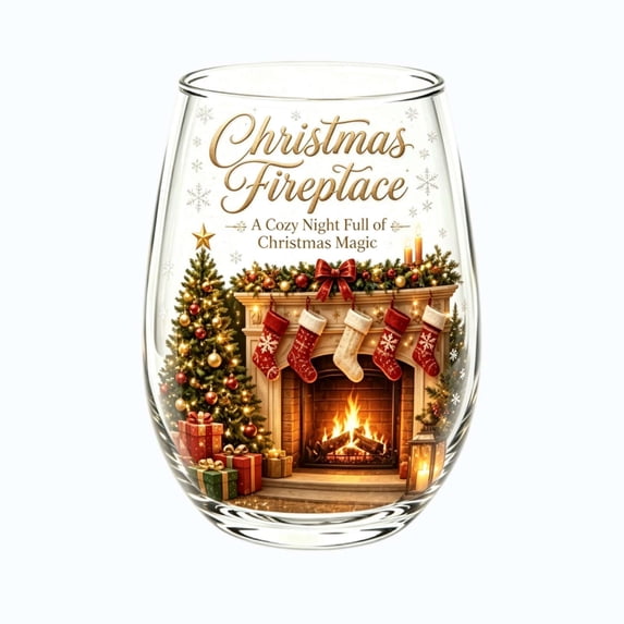 Christmas Glasses, Stemless Drinking Glass Cups for Xmas Birthday Party Home Kitchen Tabletop Holiday Decor