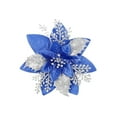 thumbnail image 1 of Christmas Glitter Artificial Flower Blue Silver, Artificial Christmas Glitter Flowers with Clips Xmas Tree Flower Ornament Decor Suitable for Many Occasions, 1 Artificial Flower, 1 of 9