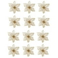 thumbnail image 1 of Christmas Glitter Artificial Flowers Decorations,DIY Xams Tree Flowers Floral Decorations for Wedding Party New Year Xmas Tree Wreath Garland Ornaments,Pack of 12, 1 of 6