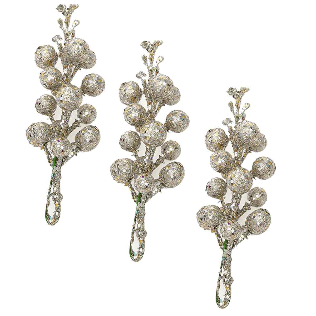 Christmas Glitter Berries Stems, 7.8Inch Artificial Christmas Picks for