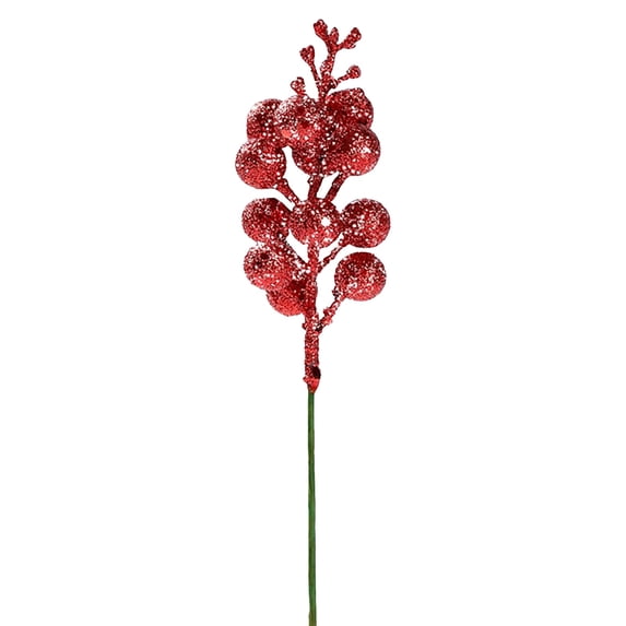Christmas Glitter Berries Stems, Artificial Berry Stems, Christmas Berries Pick, 8.7 Inch Glitter Xmas Tree Picks for Christmas Tree Ornaments DIY Xmas Wreath Crafts Home Decorations