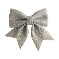 Christmas Glitter Bow Ornament, 2pcs Large Decorative Bow for Tree, Gift Box, Wreath, and Holiday Party DIY Accessories