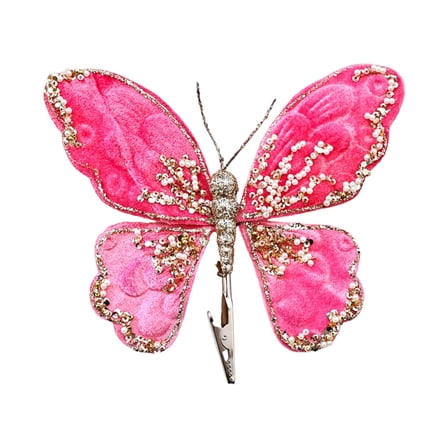 Christmas Glitter Butterfly Ornament, Multicolor Christmas Tree Decoration With Clips For Indoor Home Holiday Party Wall Display Centerpiece Craft