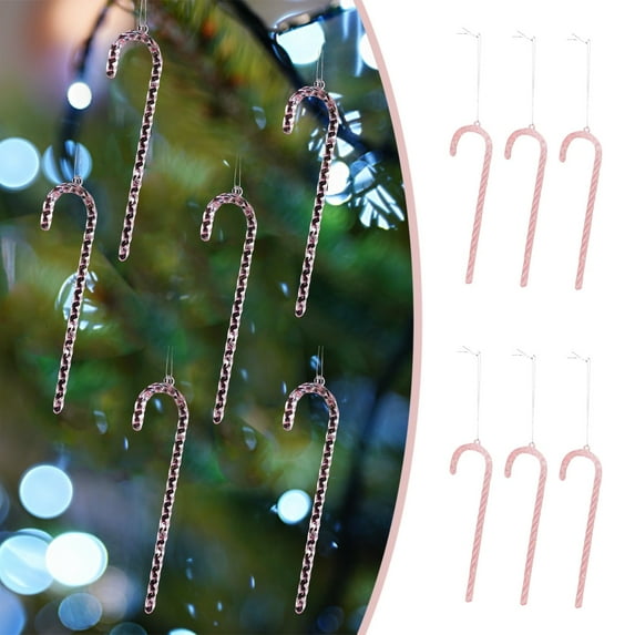 Christmas Glitter Candy Cane Acrylic Candy Cane Hanging Pendant Christmas Tree Ornament for Xmas Party Favors Holiday Decoration