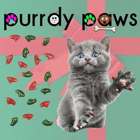 Christmas Glitter Combo - Purrdy Paws Soft Nail Caps for Small Cat Claws