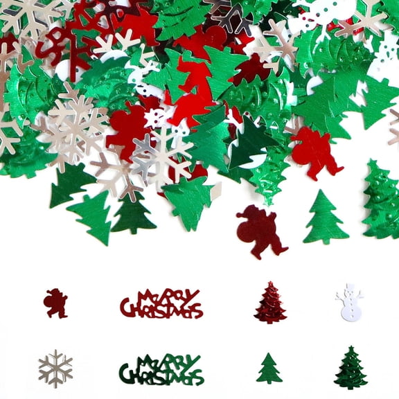 Christmas Glitter Confetti Decorations – Santa Snowflake Tree Shaped Sparkly Paper Confetti for Christmas Tree Skirt Holiday Party Decoration Festive Table Scatter Clearance