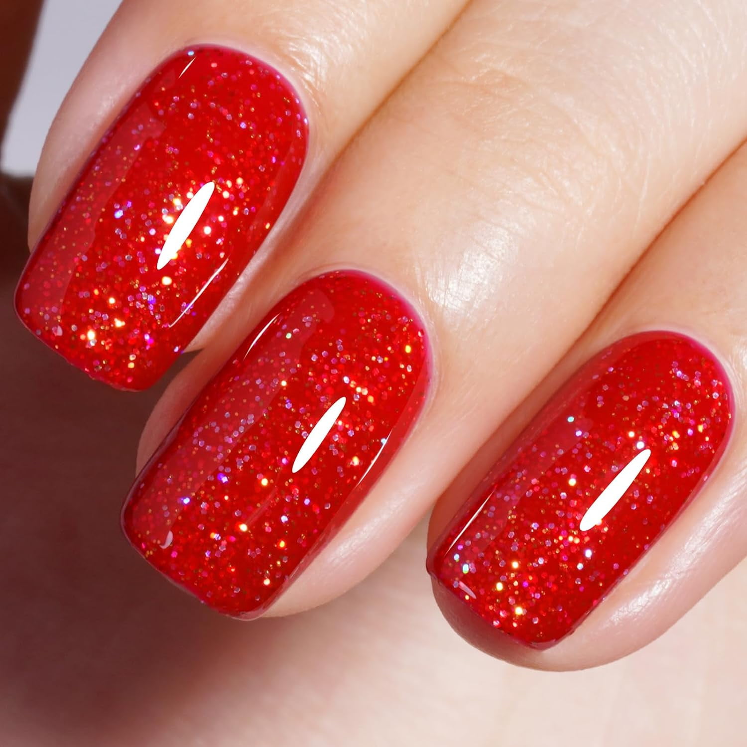 Christmas Glitter Gel Nail Polish Bright Red Sparkle Gel Polish