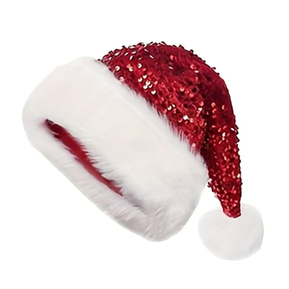 Christmas Hat - Sequin Santa Christmas Hats Shiny And Festive Holiday Headwear For Adults