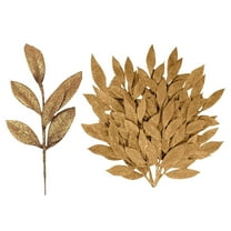 Christmas Glitter Leaves Gold Leaf Picks Spray Tree Picks Giltter For Christmas Tree Diy Xmas Wreath Garland Vase Fillers 10Pcs Artificial Flowers
