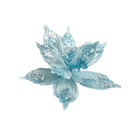 Christmas Glitter Magnolia, Christmas Tree Decoration, Artificial Magnolia with Stems for Holiday Wreath and Party Decor, Realistic Simulation, Durable Cloth Material, 28x28cm Size