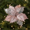 thumbnail image 1 of Christmas Glitter Magnolia Pick, Artificial Flower with Stems for Tree Decorations and Holiday Wreaths, Festive Home Arrangement(Pink), 1 of 6