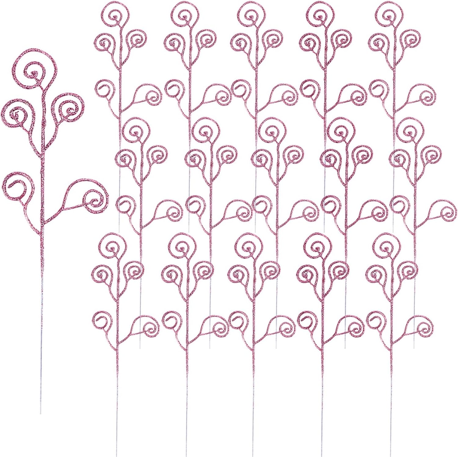 Christmas Glitter Picks Sprays,11.8inch Artificial Xmas Tree Stems