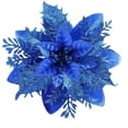 thumbnail image 1 of Christmas Glitter Poinsettia Artificial Flowers,12 Pack Christmas Tree Ornaments for Wreaths Garland Holiday Party, Xmas Decoration (Blue), 1 of 7