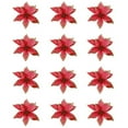 thumbnail image 1 of Christmas Glitter Poinsettia Flowers Xmas Tree Ornaments - 12PCS Artificial Christmas Flower for Christmas Tree Wreath Garland Decoration (5.91 inches in Dia), 1 of 10
