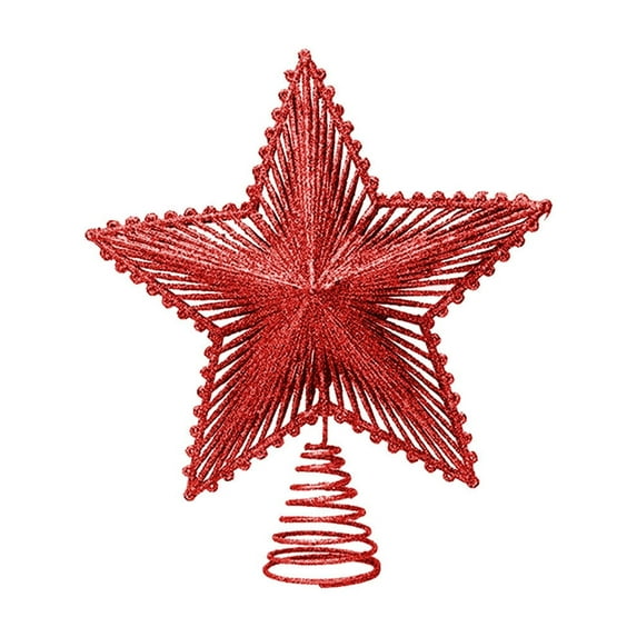 Christmas Glitter Star Tree Topper - Rose Gold, Red and Silver Bethlehem Star Sparkle Toppers Xmas Holiday Trees Top Decor Ornament 8" x 9"