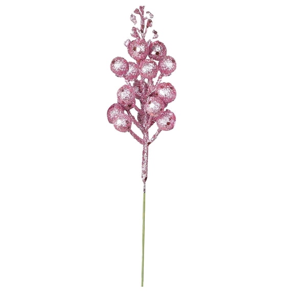 Christmas Glitter Twig Floral Pick,8.26 Inch Artificial Sparkling Berry Stem Ornament,Seasonal Filler Supply for Xmas Tree DIY Vase Wreath Mantel Indoor Holiday Home Decor
