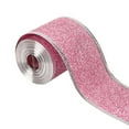 thumbnail image 1 of Christmas Glitter Wired Ribbon 2 Inch X 10.94 Yards Wired Edge Ribbon Holiday Decor Fabric Metallic Ribbons for Gift Wrapping Bows Xmas Tree Wreath Garland Diy Crafts Party Decorations Ornament Pink, 1 of 7