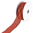 thumbnail image 1 of Christmas Glittered Diamond Lattice Wired Ribbon, 1-1/2-Inch, 10-Yard - Red, 1 of 3